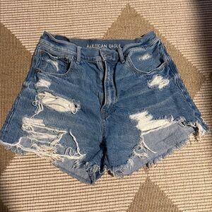 American Eagle Outfitters Blue Distressed Jean Shorts